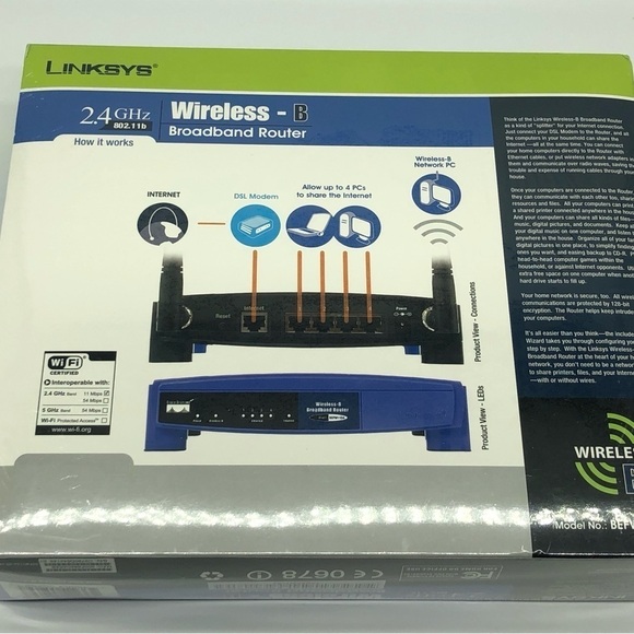 Linksys Wireless B 802.11b Broadband Router BEFW11S4-VN 2.4GHZ NEW SEALED - Picture 2 of 2
